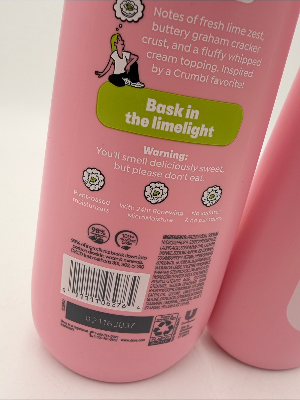 2 Pack Dove x Crumbl Key Lime Pie Nourishing Body Wash - Pink - Picture 4 of 7